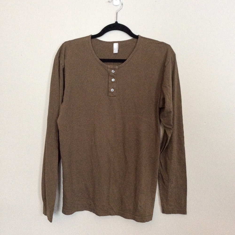 American Apparel army green Henley